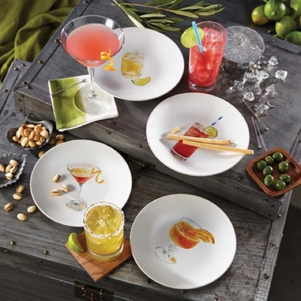 Rachael Ray 4 Piece Cocktail Party Plate Set Stoneware New